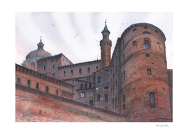 Castle in Europe. Watercolor