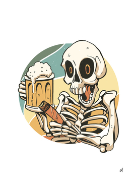 skeleton drinking and smoking