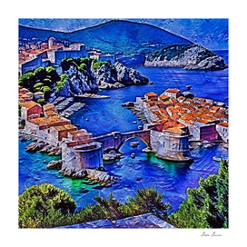 Postcard of the old town of Dubrovnik.