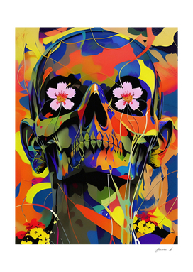 Skull and flowers
