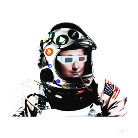 Crypto Astronaut Moona Lisa | pipe and 3D glasses