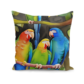 Colorful Parrots in the Forest