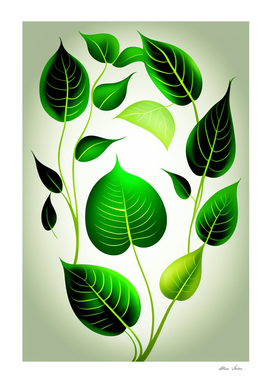 Green Leaves Minimailist Design Decorative Leaf