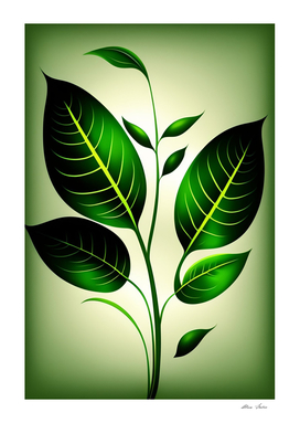 Green Leaves Minimalist Poster Decorative Leaf