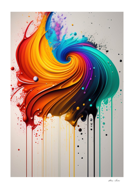Abstract geometric color splash 3D art design poster