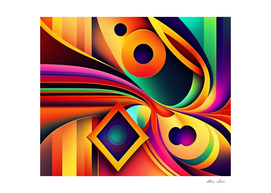 3D Modern Geometric Poster Color Splash Abstract Art