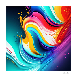 Modern abstract art geometric color splash colorful poster