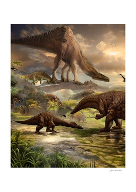 beautiful landscape with the age of the dinosaurs