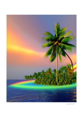 Coconut Island with Rainbow Sunset