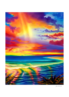 Paradise Island Rainbow Sunset