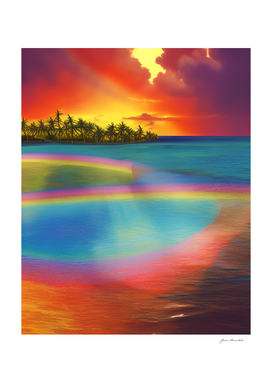 Paradise Island Rainbow Sunset