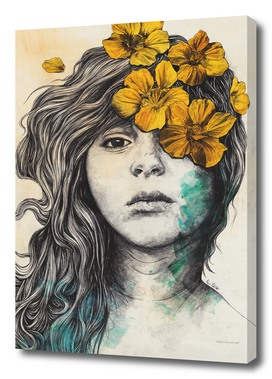 Softly Spoken Agony II | flower girl pencil portrait
