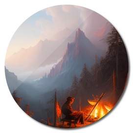 Wanderlust: A Cozy Night by the Campfire Digital AI Art