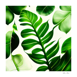 Green Leaves Pattern Floral Design