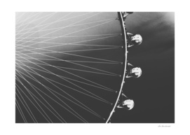 Ferris Wheel with sunset sky background in black and white