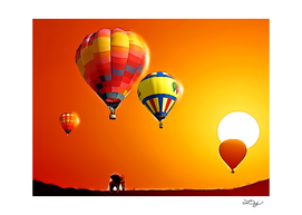 Cartoon Hot Air Balloons Desert