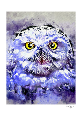 Watercolor Snowy Owl