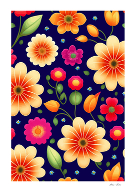 Floral pattern cute flowers texture, Floral poster