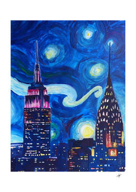 Starry Night in New York Van Gogh Manhattan Chrysler