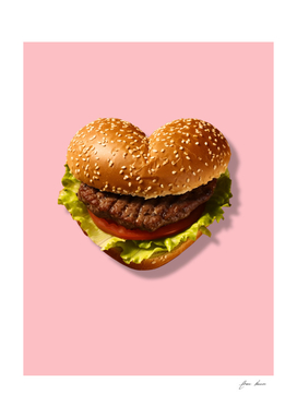 pop art heart hamburger