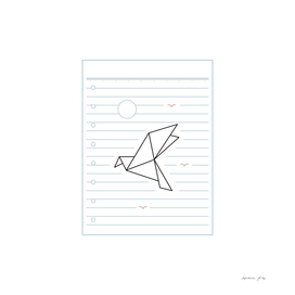 Japanese Origami Bird  on Paper