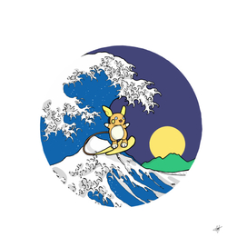 The Great Wave off Kanagawa cartoon illustration
