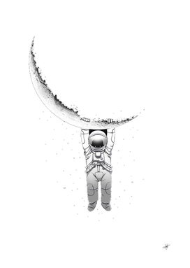 Astronaut hanging on the moon