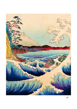 Wave Japanese Mount Fuji Woodblock Print Ocean