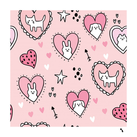 cartoon cute valentines day doodle heart love flower