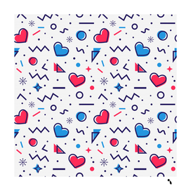 hearts seamless pattern memphis style