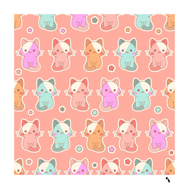 cute kawaii kittens seamless pattern