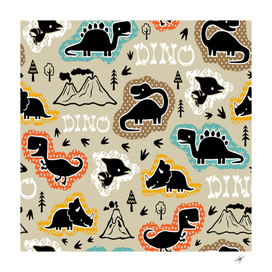 seamless pattern with dinosaurs silhouette