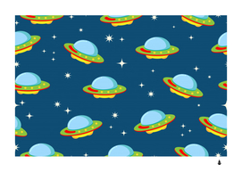 seamless pattern ufo with star space galaxy background