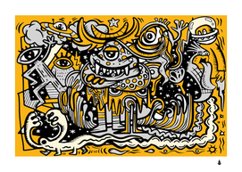 crazy abstract doodle social doodle drawing style