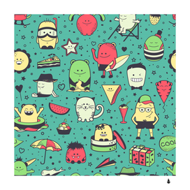 seamless pattern with funny monsters cartoon