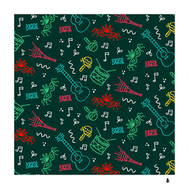 guitars musical notes seamless carnival pattern
