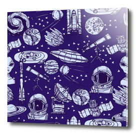 space sketch seamless pattern