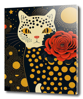 Cat , Dots and Flowers