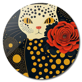 Cat , Dots and Flowers