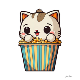 Cat In The Popcorn