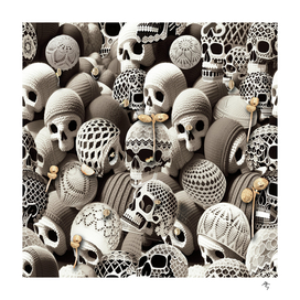 pile of skulls,  bitcoin, surrealism,