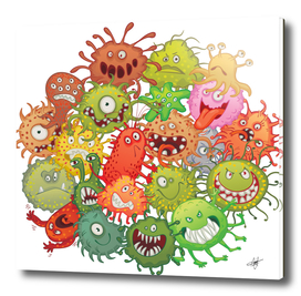 Funny bacteria cartoon styles