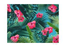 Tropical Hibiscus Flower Jungle Pattern #1a #tropical #decor