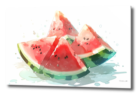 Watercolor painting water melon
