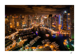 Urban Area skyline at night Dubai Marina