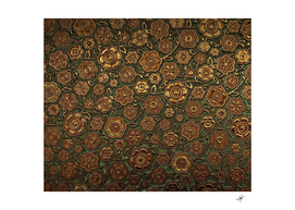 brown and green floral print textile ornament pattern