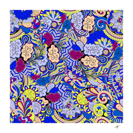 blue yellow background pattern vector texture Paisley