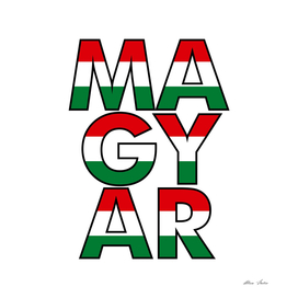 Magyar Typography Hungary Poster with flag of Hungary colors