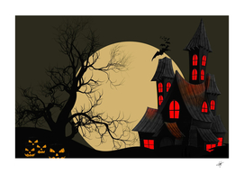 Halloween Moon Haunted House Full Moon Dead Tree
