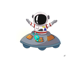 astronaut in space spacecraft Cartoon